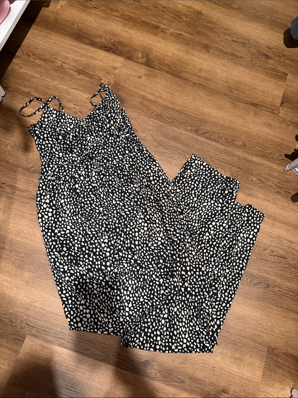 Black & White Spotted Wide-Leg Jumpsuit